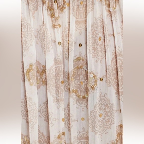 Free People One Day Dress Special Edition Blue Tan Chiffon Sz XS - Picture 8 of 9